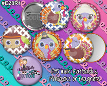 Load image into Gallery viewer, #E28R1 - GCB 1.75 inch buttons Thanksgiving turkey's