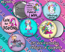 Load image into Gallery viewer, #E29R1 - GCB 1.75 inch buttons Adult Unicorns