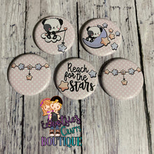 Load image into Gallery viewer, #C16R1 - GCB Panda Stars 1.25 inch flatback buttons M2M ribbon