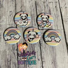Load image into Gallery viewer, #C14R4 - GCB Panda-corns 1.25 inch flatback buttons M2M ribbon