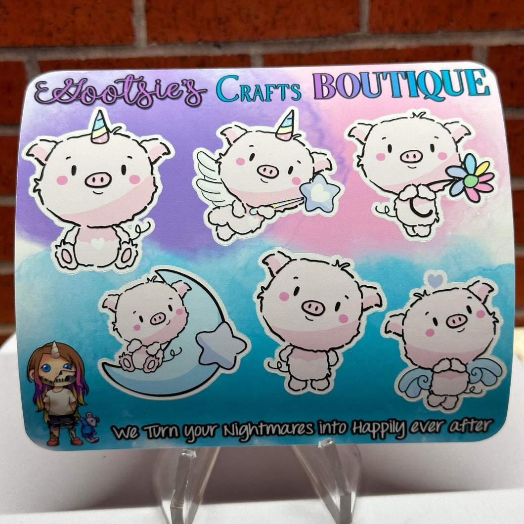 Cute piggy friends mini sticker sheet