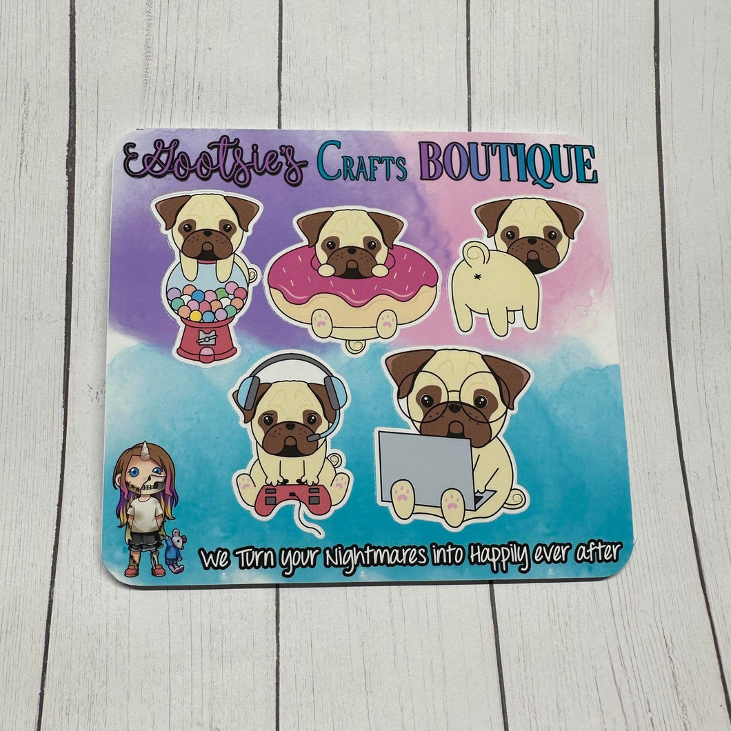 Pug friends Mini sticker sheet