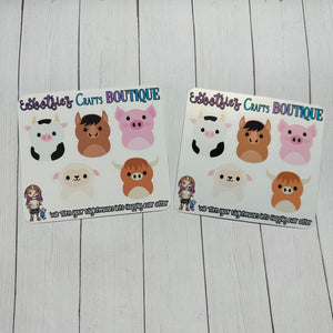 Pudgie Pals mini sticker sheet (set 5)