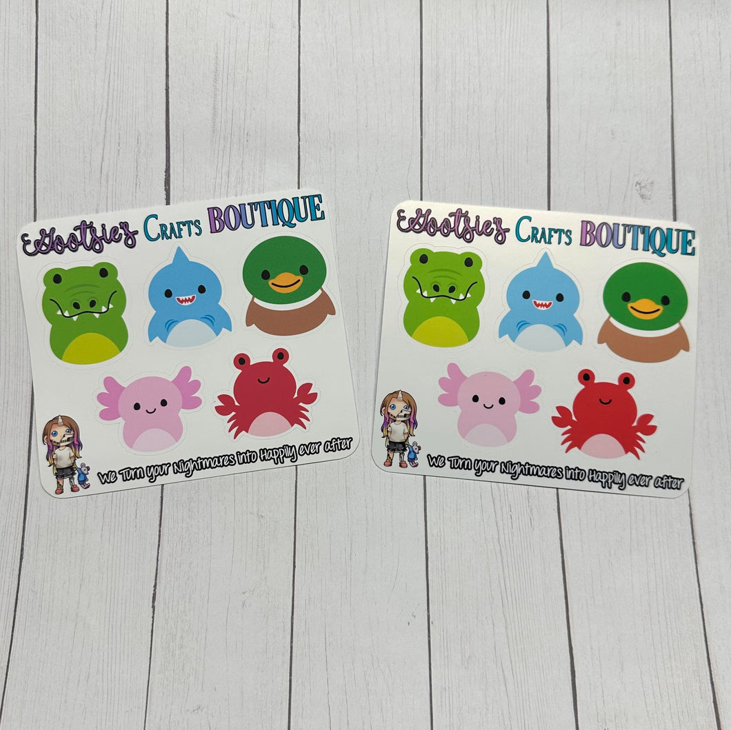 Pudgie Pals mini sticker sheet (set 1)