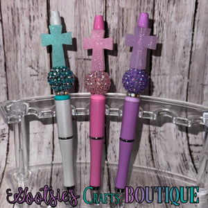 Glitter Cross Beaded pen