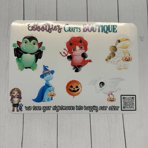 Dino Halloween XL sticker sheet