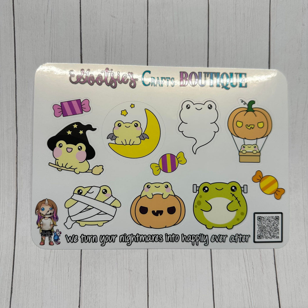Frog Halloween XL sticker sheet