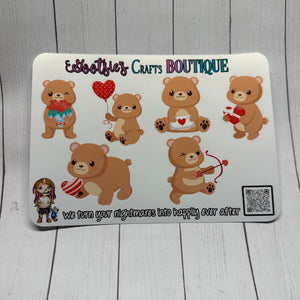 Bear Valentine XL sticker sheet