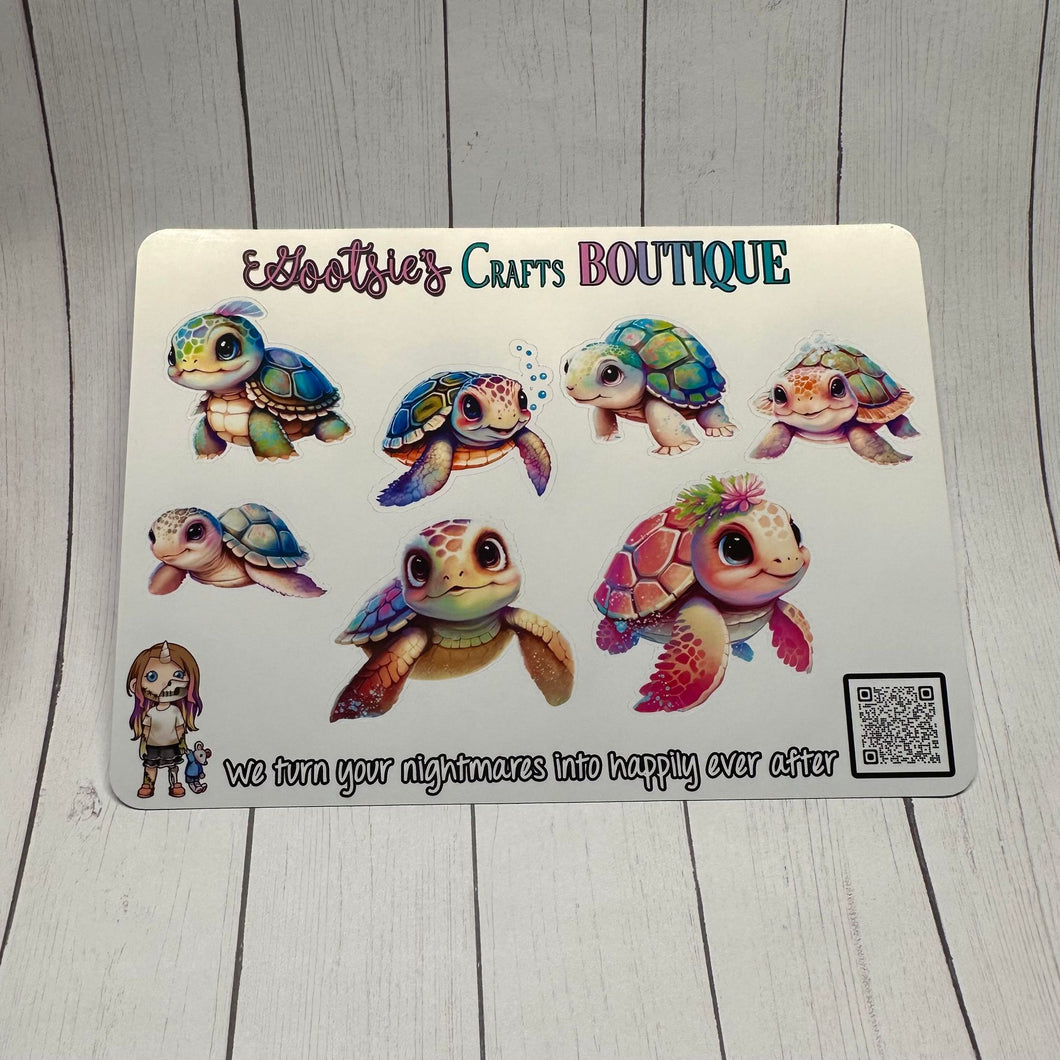 Cute Turtles XL sticker sheet