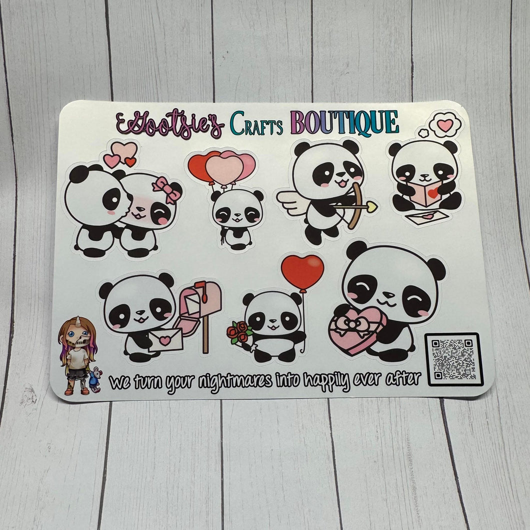 Panda Valentine XL sticker sheet