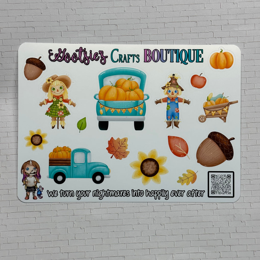 Autumn scarecrows XL sticker sheet