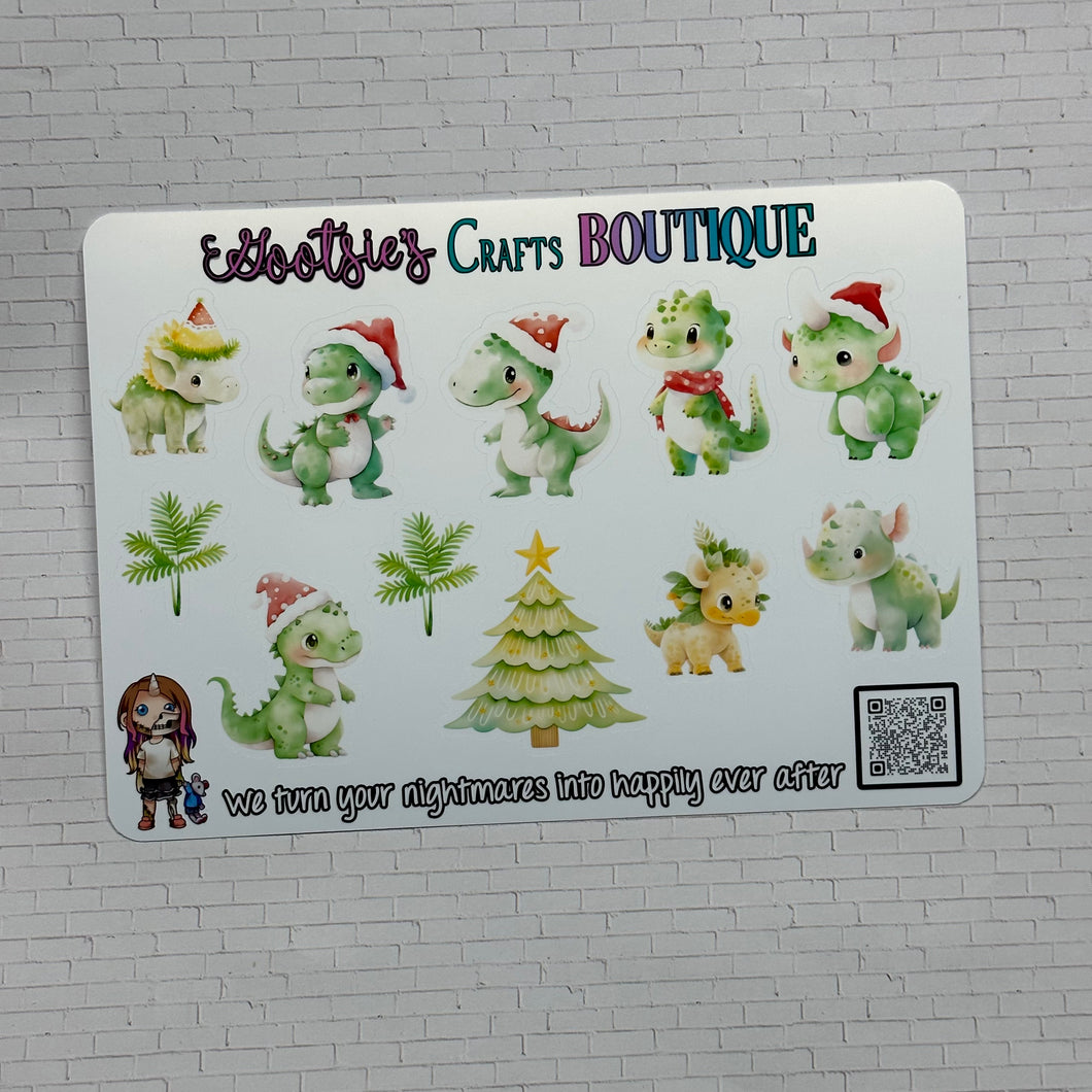 Christmas Dinos XL sticker sheet