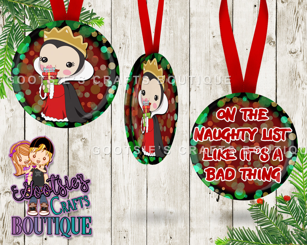 Double sided Ornament Naughty list