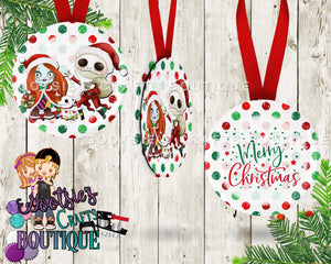 3.50 inch Double sided Ornament Jack & Sally Zero too
