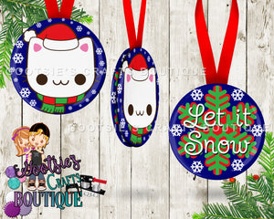 3.00 inch Double sided Ornament snow Kitty