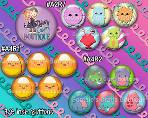 #A2R7 - GCB  Monsters, Candy corn, Zombie Kitties  7/8 inch flatback buttons