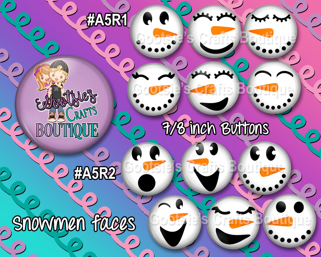#A5R1 - GCB Snow Ladies, and Snowmen faces 7/8 inch flatback buttons