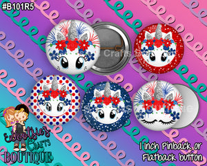 #B101R5 - 4th of July Unicorn Faces