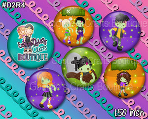 #D2R4 1.50 inch flatback buttons Zombies