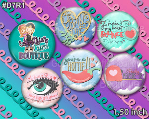 #D7R1 1.50 inch flatback buttons Fun Pun Valentine's