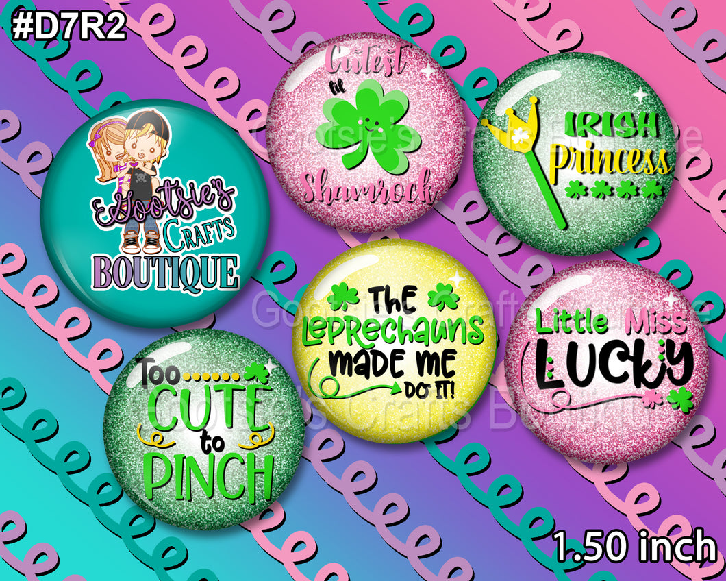 #D7R2 1.50 inch flatback buttons St. Patty day Lucky