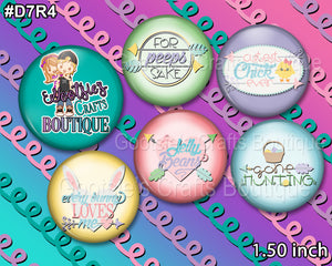 #D7R4 1.50 inch flatback buttons Easter sayings