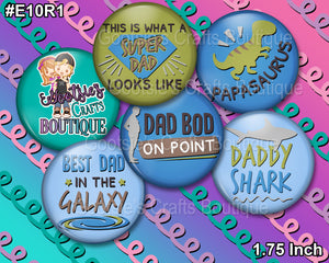 E10R1 1.75 inch Flatback buttons All about Dad