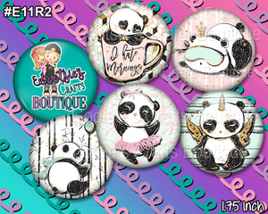 E11R2 1.75 inch flatback buttons Panda Bears