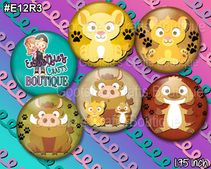 E12R3 1.75 inch flatback buttons King of Lions