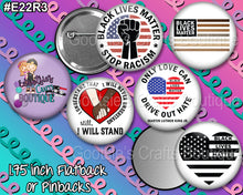 Load image into Gallery viewer, #E22R3 - GCB 1.75 inch buttons Black Live Matter
