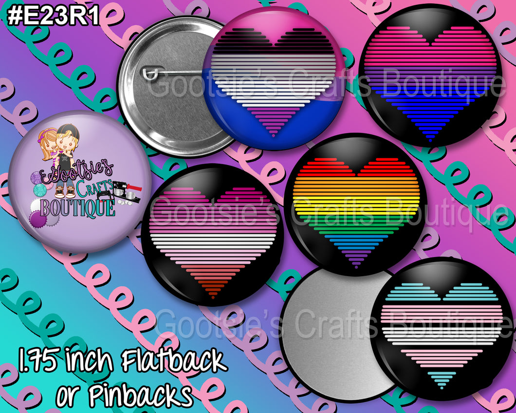#E23R1 - GCB 1.75 inch buttons Pride Heart Flags