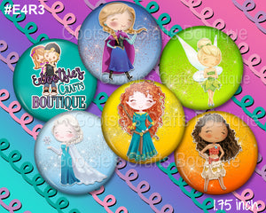 E4R3 1.75 inch Flatback buttons Princesses Gold swirl 3