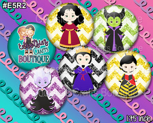 E5R2 1.75 inch Flatback buttons Evil Lady Villains Chevron