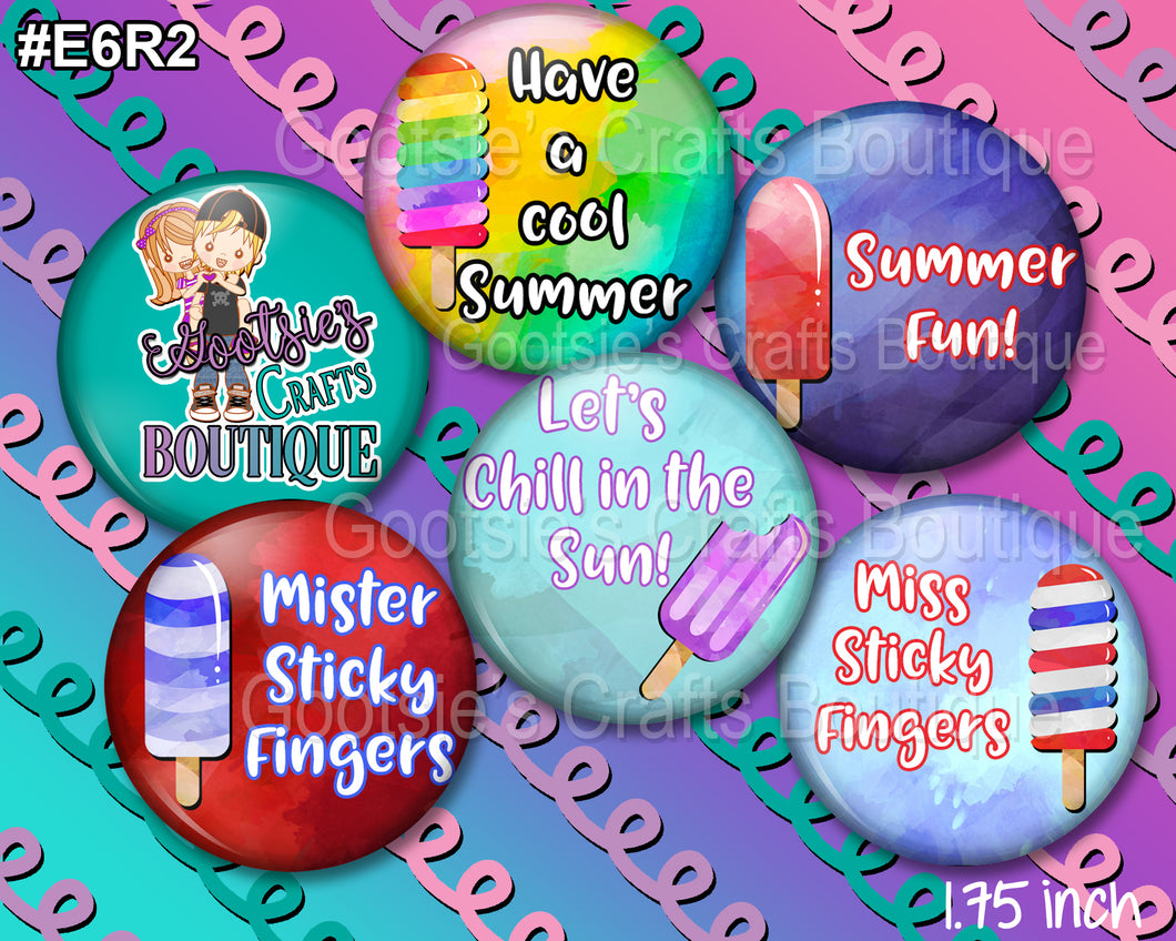 E6R2 1.75 inch Flatback buttons Summer Treats 2