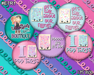 E7R1 1.75 inch Flatback buttons Pop Pastry