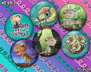 E9R3 1.75 inch Flatback buttons movie dinos