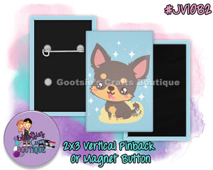 #JV10B2 - Blue Chihuahua - 2x3 inch rectangle button