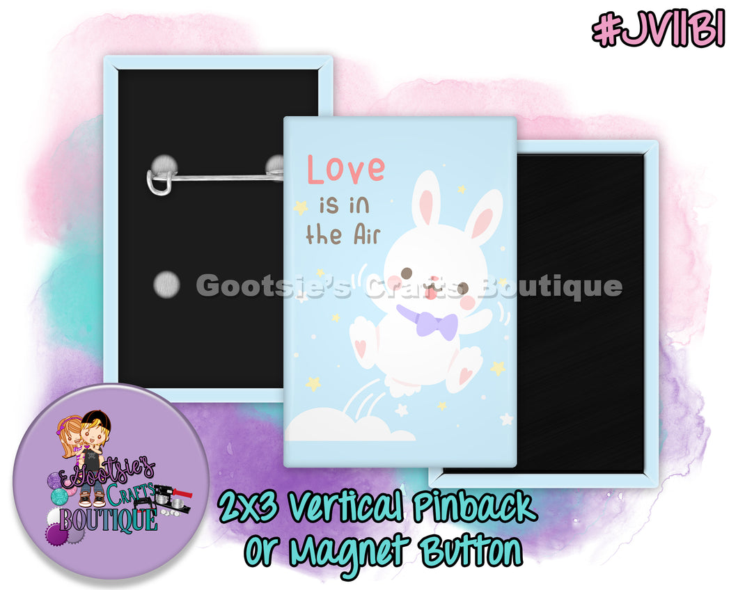 #JV11B1 - Love is in the Air - 2x3 inch rectangle button