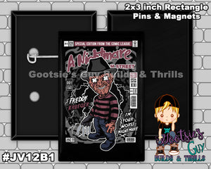 #JV12B1 - Freddy your nightmares - 2x3 inch rectangle button