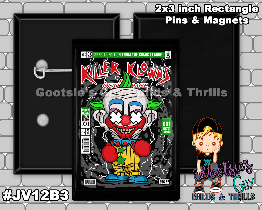 #JV12B3 - Killer Klowns - 2x3 inch rectangle button
