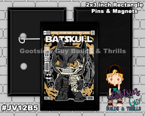 #JV12B5 -BatSkull - 2x3 inch rectangle button