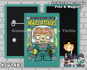 #JV14B3 - Mars Attacks - 2x3 inch rectangle button