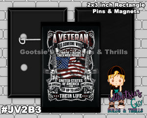 #JV2B3 - Blank Check Vets - 2x3 inch rectangle button