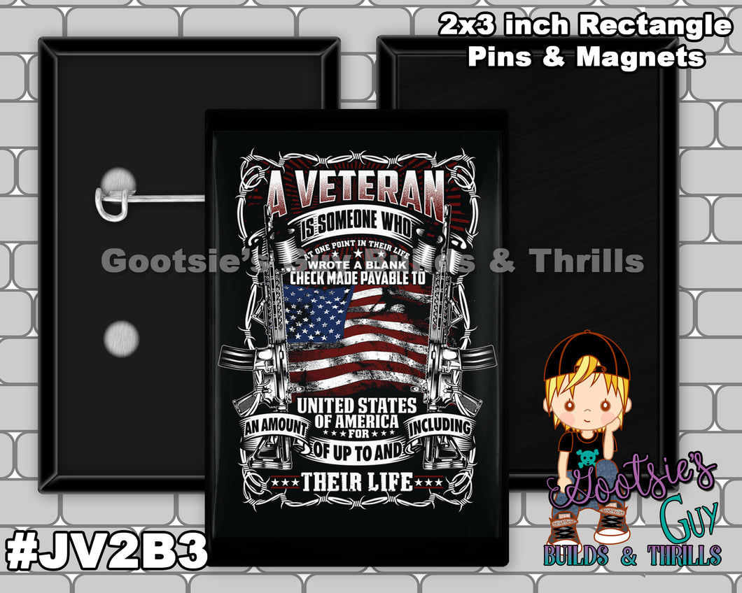 #JV2B3 - Blank Check Vets - 2x3 inch rectangle button