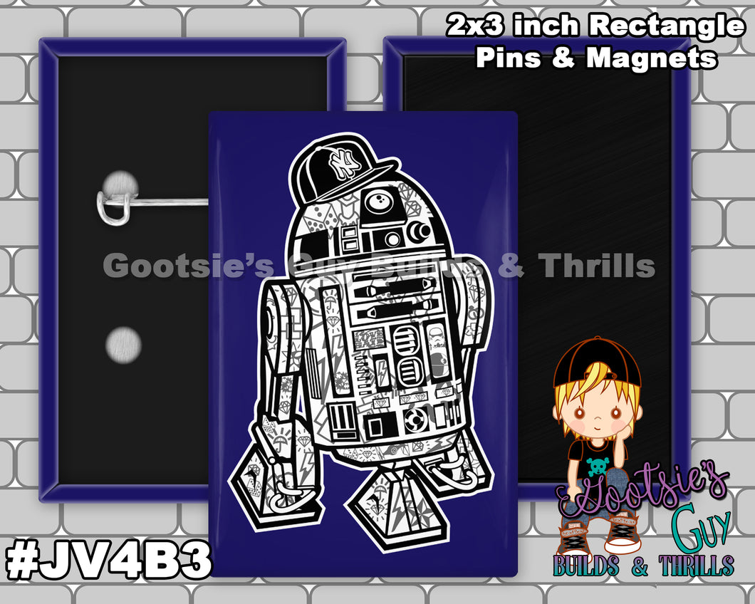 #JV4B3 - Street R2D2 - 2x3 inch rectangle button