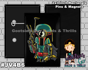 #JV4B6 - Minion Boba Fett - 2x3 inch rectangle button