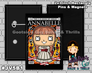 #JV5B1 - Annabelle - 2x3 inch rectangle button