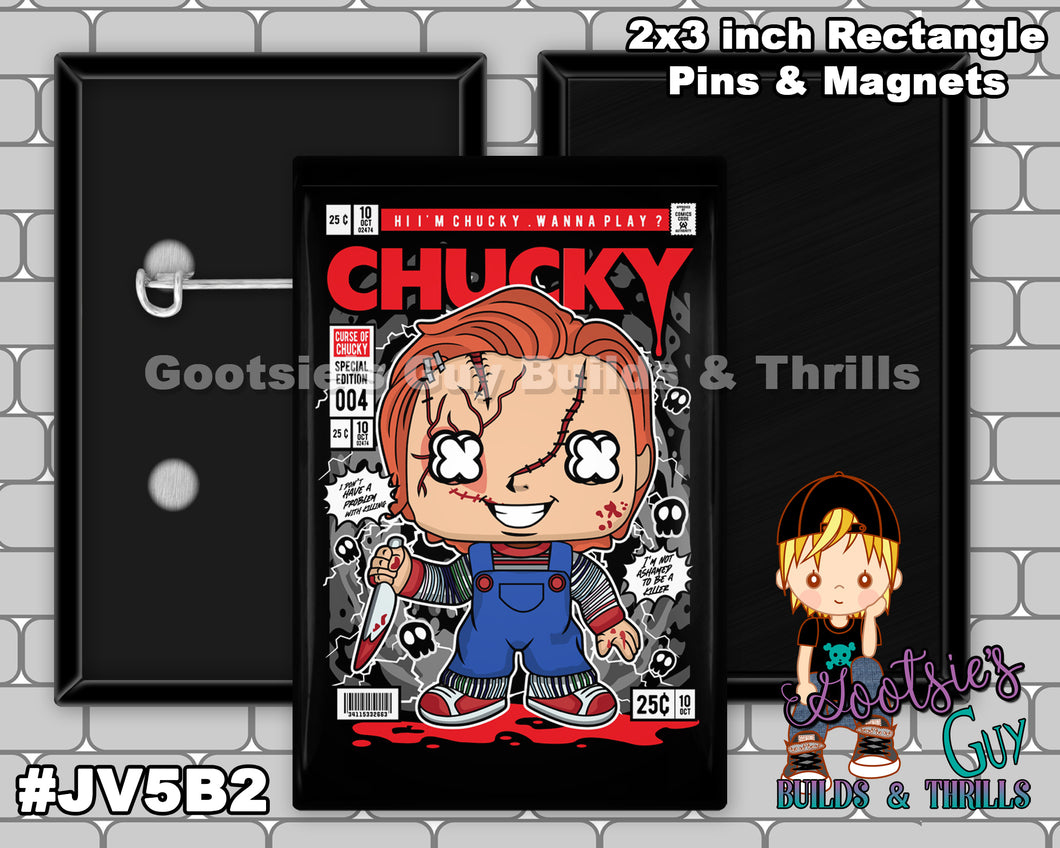 #JV5B2 - Chucky - 2x3 inch rectangle button