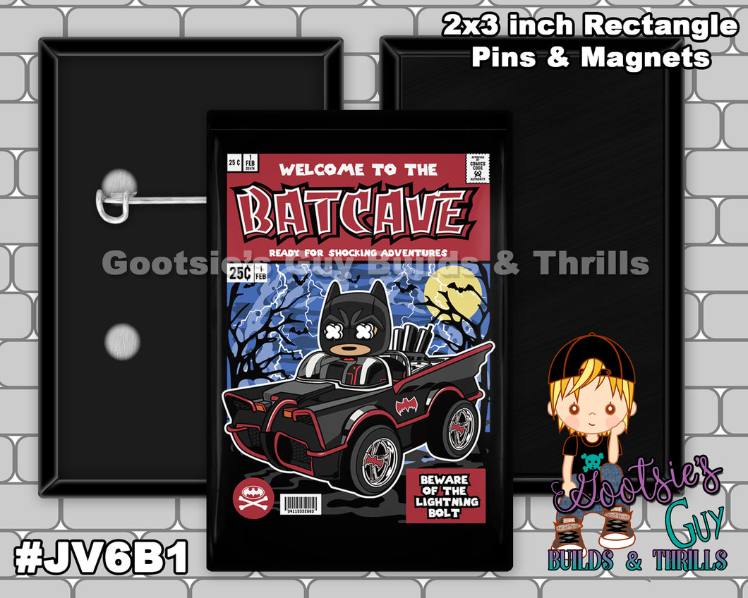 #JV6B1 - Batcave - 2x3 inch rectangle button