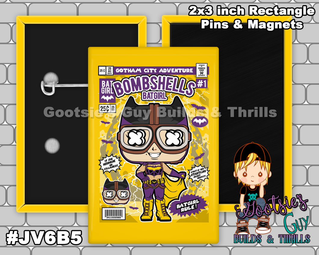 #JV6B5 - Bombshell Batgirl - 2x3 inch rectangle button